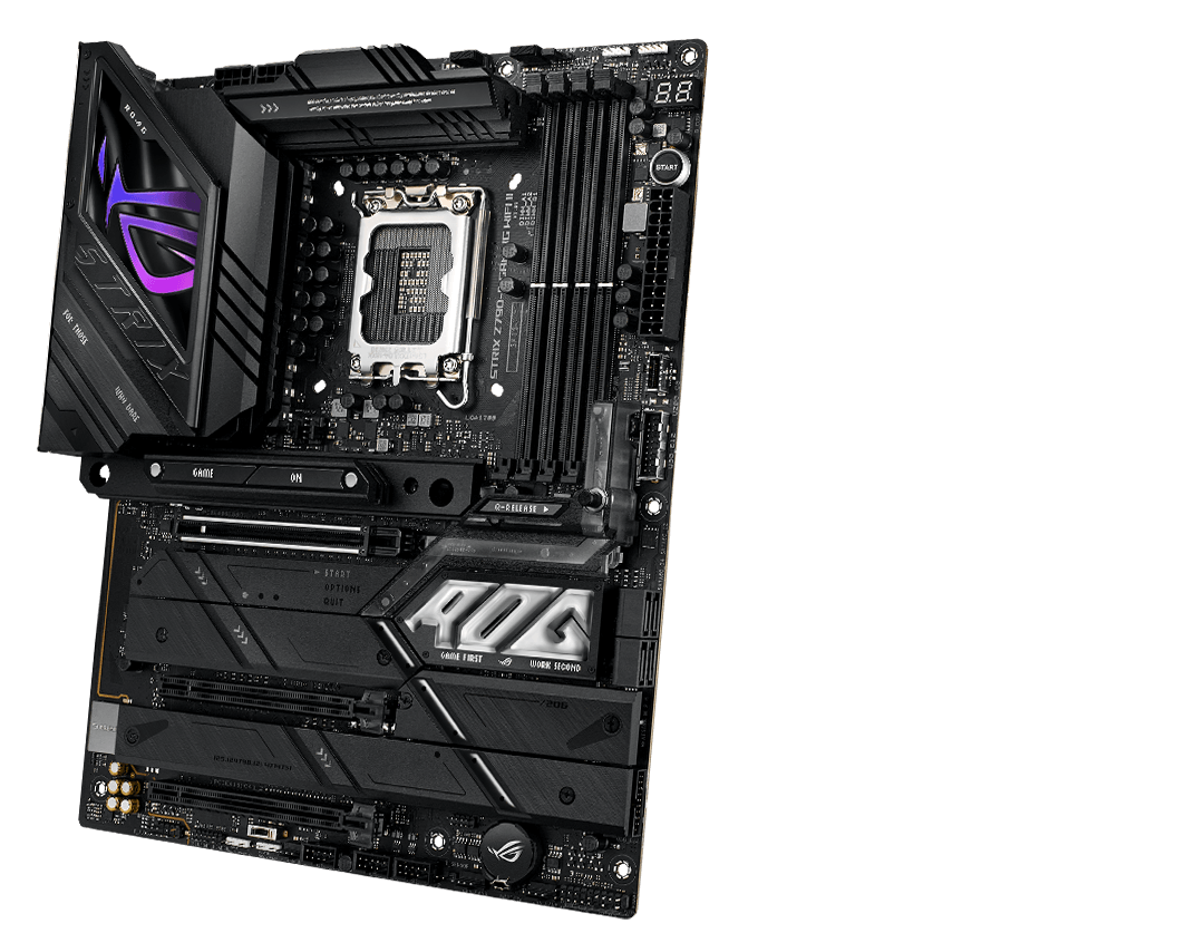 The Strix Z790-E II front and back designs offer a clean, modern aesthetic