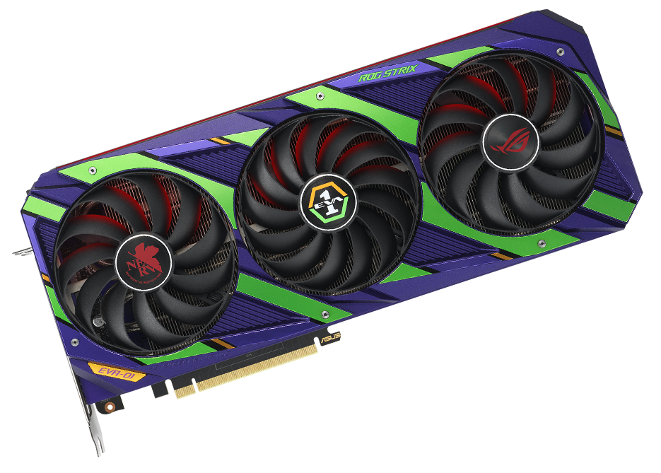 ROG Strix GeForce RTX 3080 12GB EVA Edition graphics card with red lighting