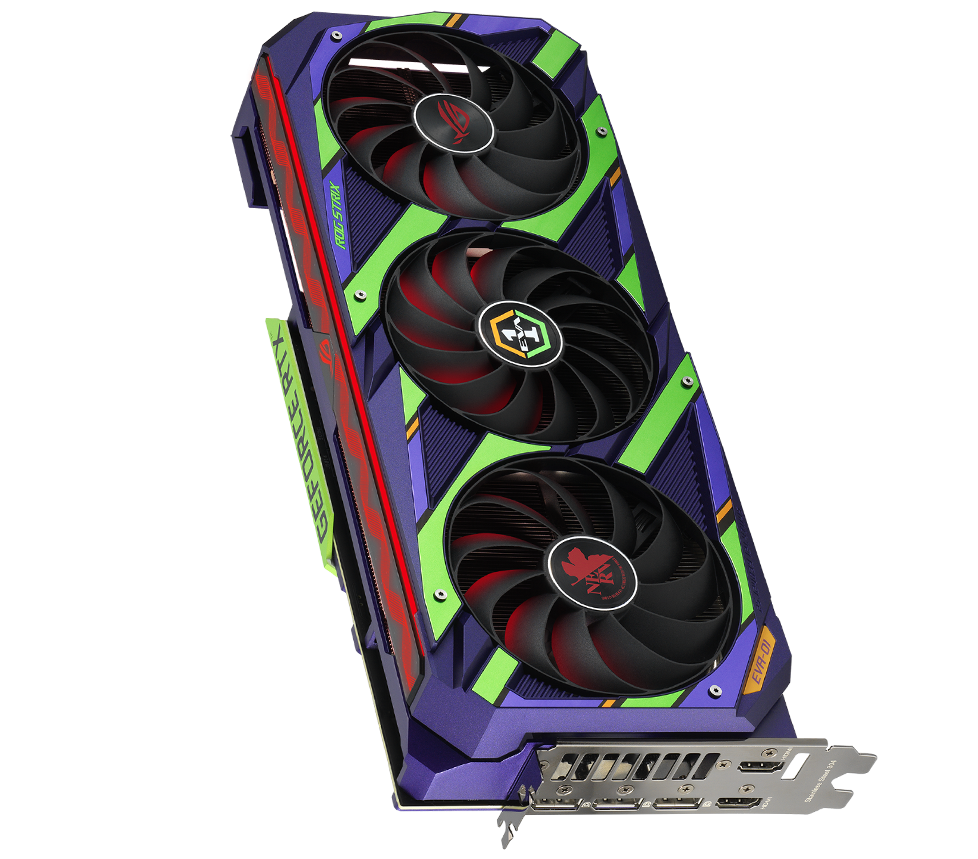 ROG STRIX RTX 3080 EVA OC EDITION three-quarter front view