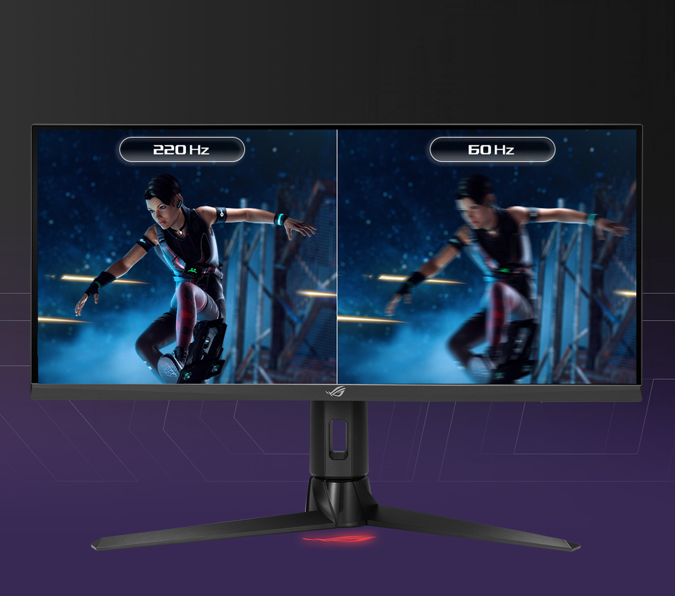 A comparison of bands between 220HZ and 60HZ on ROG Strix XG309CM