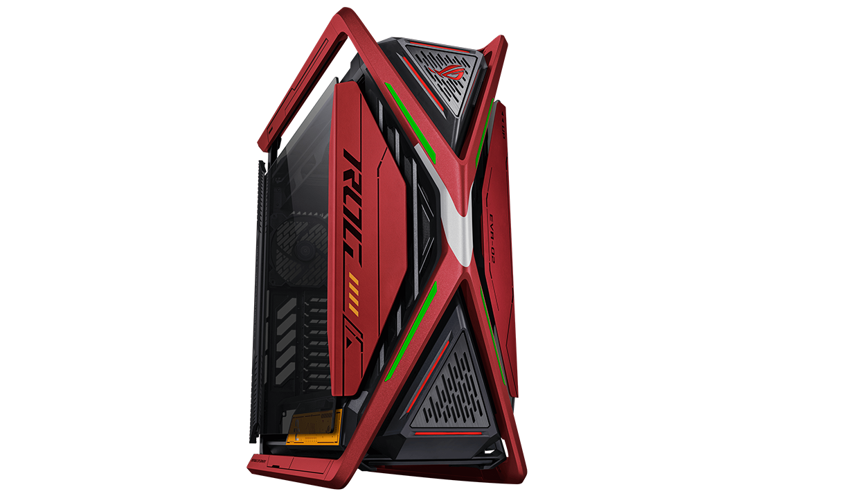 Angle avant à 45 degrés du ROG Hyperion EVA-02 Edition