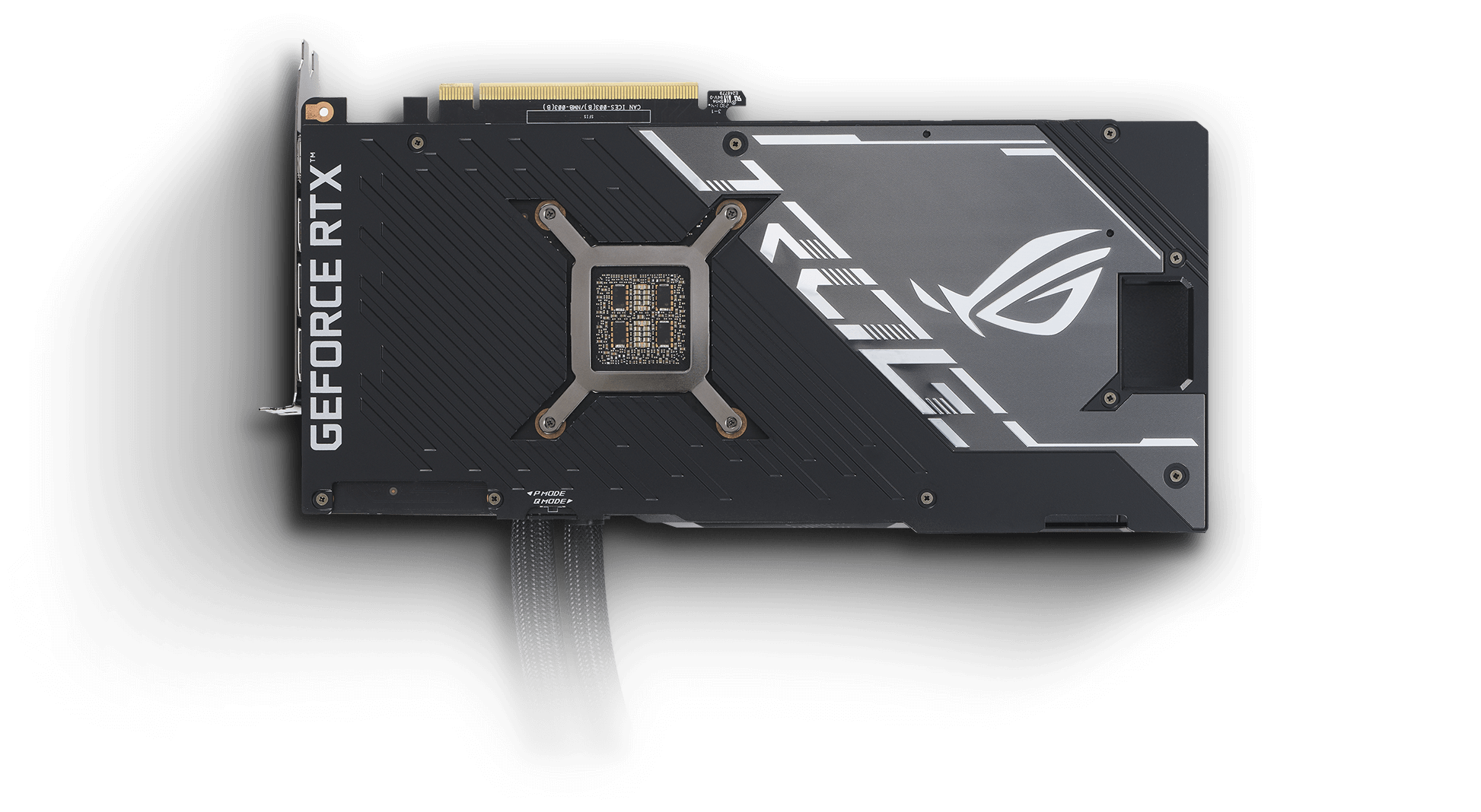 Rear view of the ROG Strix LC GeForce RTX™ 4090 graphics card