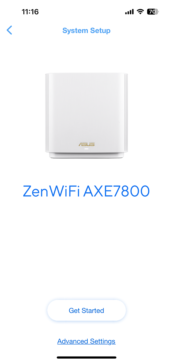 Step one: Turn on ASUS ZenWiFi AXE7800.