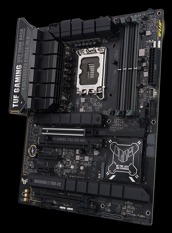 TUF Gaming motherboard 60 degrees, with Aura lighting