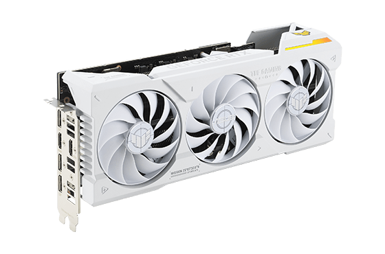 Widok z boku pod kątem – TUF Gaming GeForce RTX™ 4070 Ti SUPER BTF White OC Edition