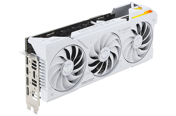 Widok z boku pod kątem – TUF Gaming GeForce RTX™ 4070 Ti SUPER White OC Edition