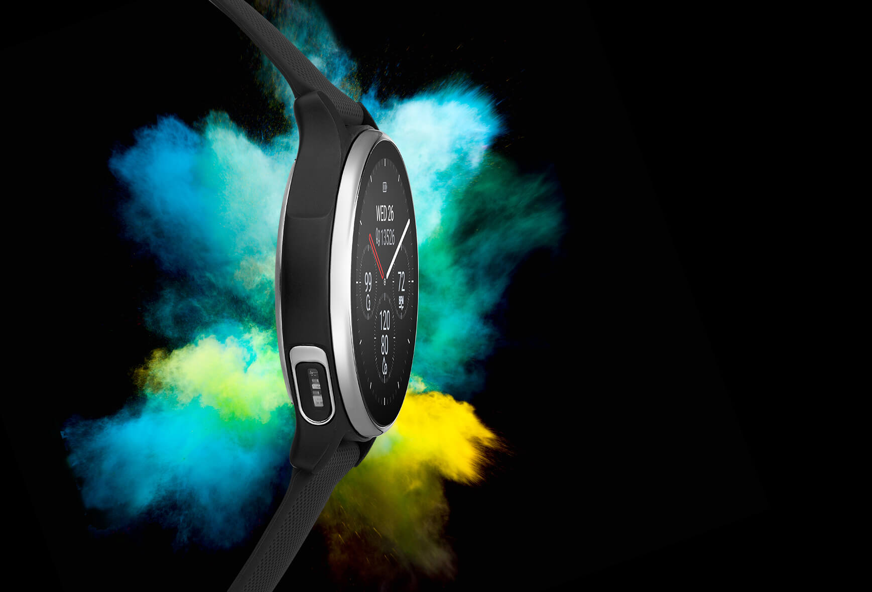 ASUS VivoWatch 6 with vibrant background showing powerful living assistant features