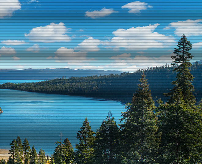 Een landschapsfoto met Flicker-Free modus uit