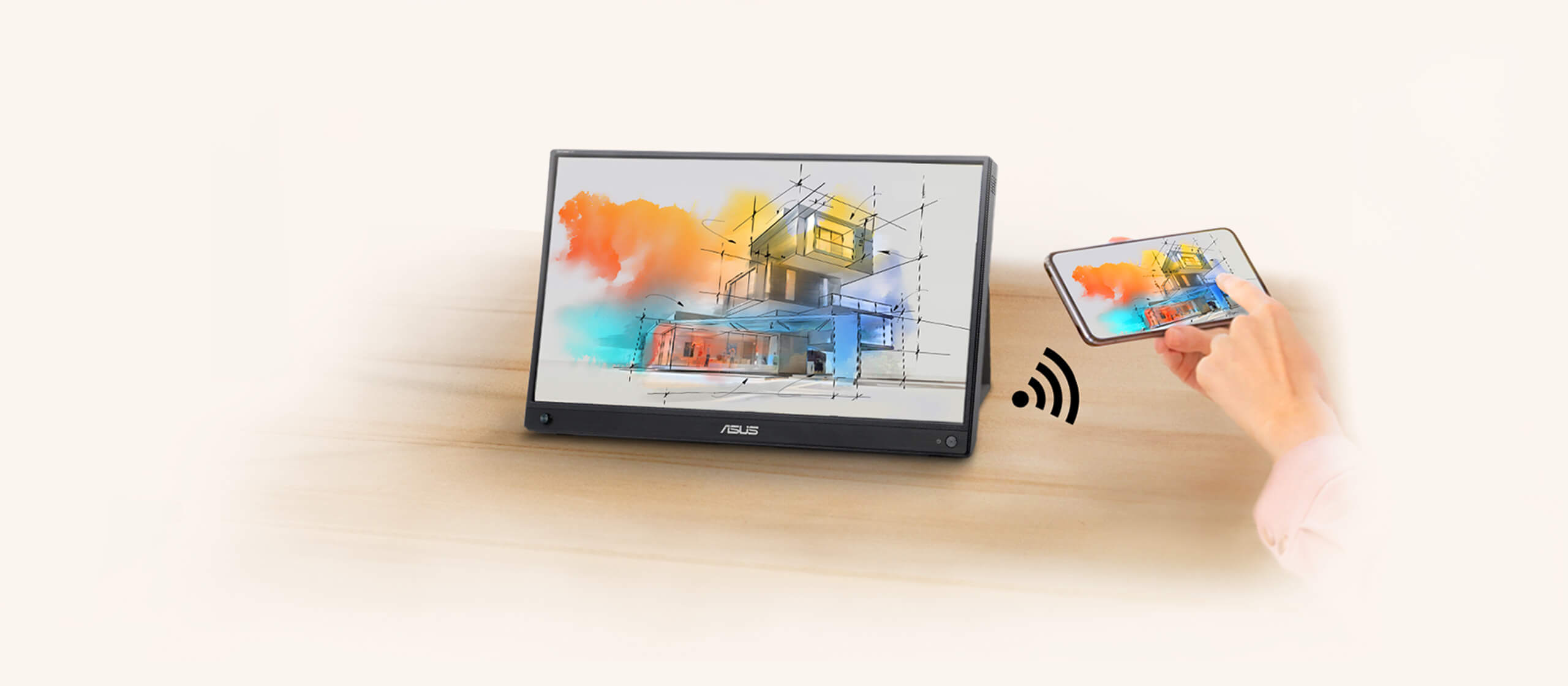 ZenScreen Go MB16AWP enables wireless mirroring support with smartphones.