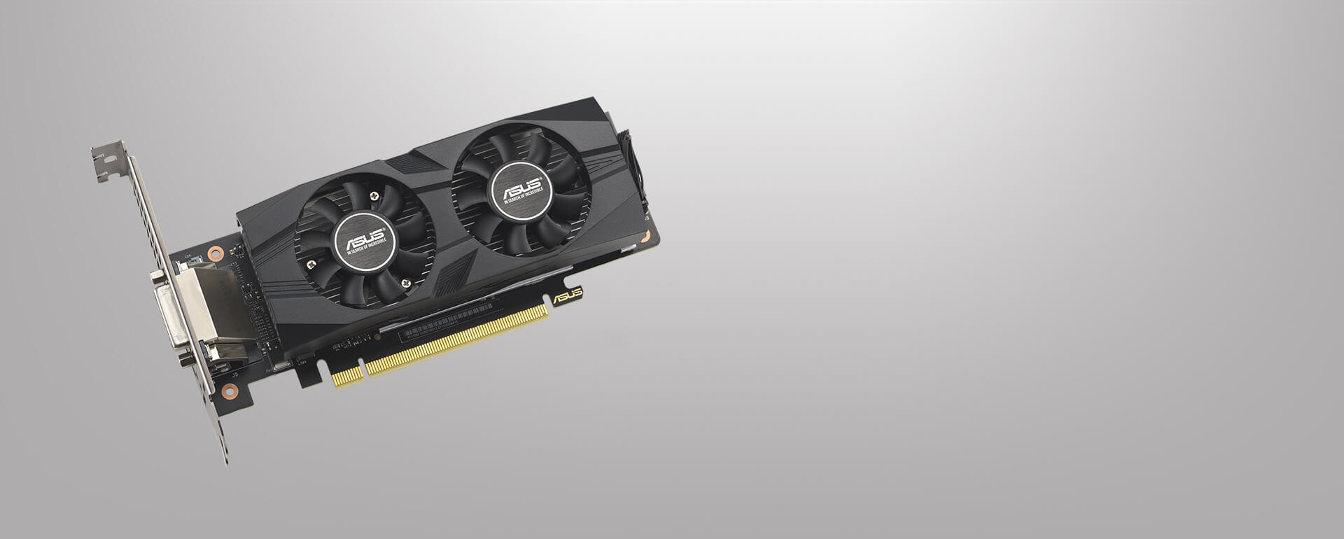 Front view of the ASUS GeForce RTX 3050 LP BRK graphics card