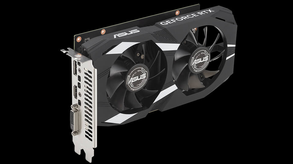 Front view of the ASUS Dual GeForce RTX™ 3050 6G graphics card