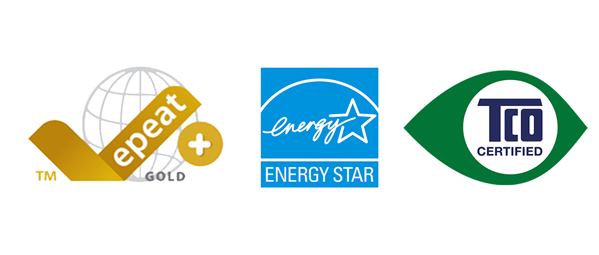 EPEAT gold, Energy Star, TCO Certified logos