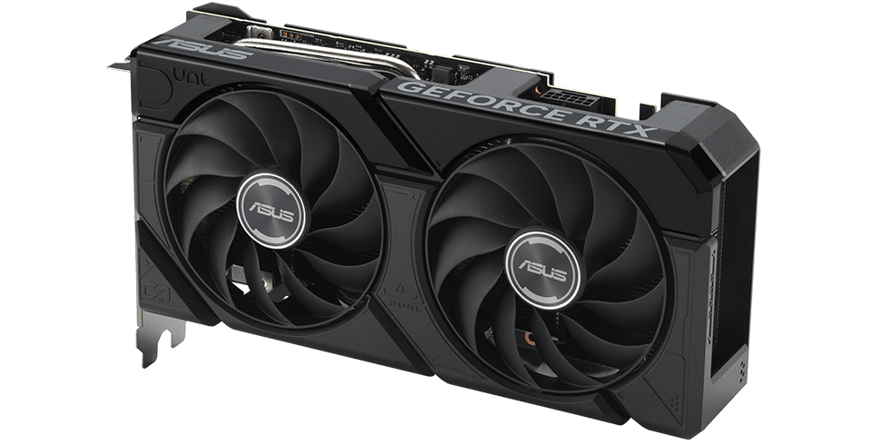 Top down view of the card ASUS Dual GeForce RTX 4070 SUPER EVO graphics card