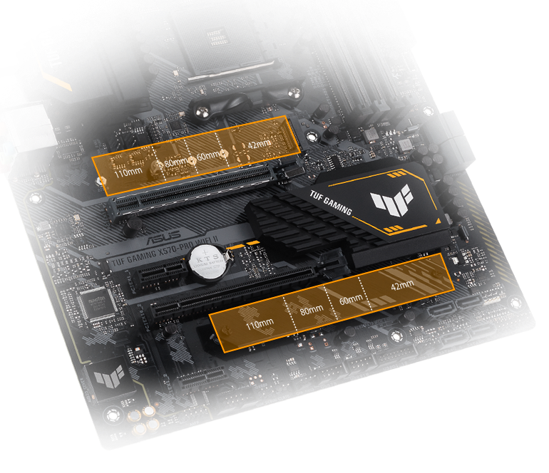 ASUS TUF GAMING X570-PRO WiFi II supports PCIe 4.0 M.2 slots