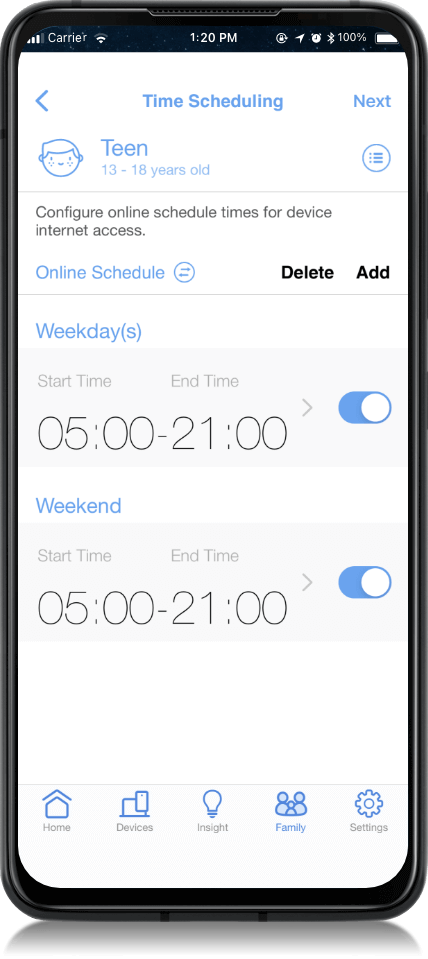 phone screen displays user interface of flexible time scheduling