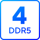 This is a small icon, with a slightly larger '4' beneath which 'DDR5' is written