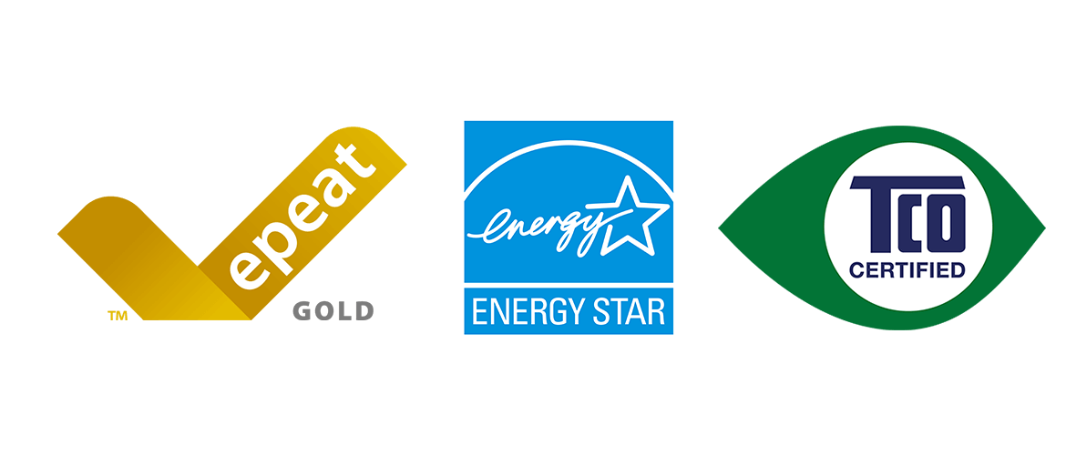 epeat GOLD, ENERGY STAR, TCO CERTIFIED logos