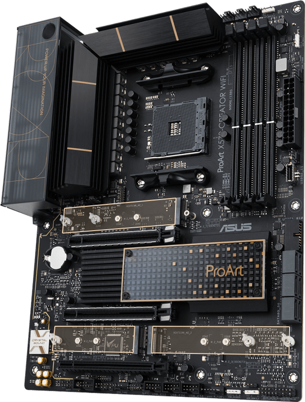 The ProArt X570-Creator WiFi motherboard features three M.2 slots.