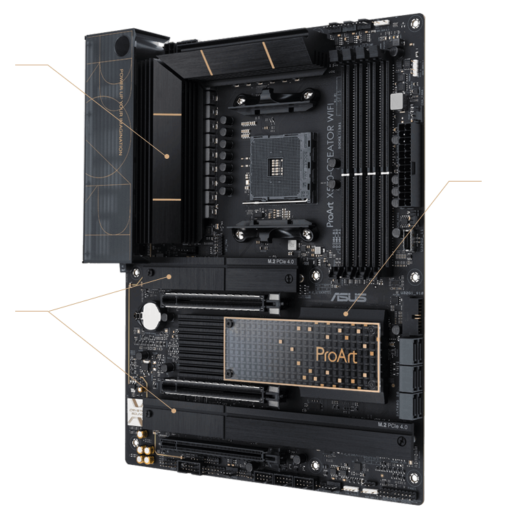 The ProArt X570-Creator WiFi motherboard features passive chipset cooling.