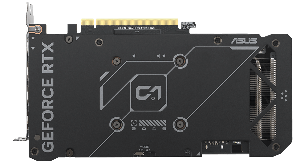 Płyta tylna karty graficznej ASUS Dual GeForce RTX 4070 SUPER EVO.