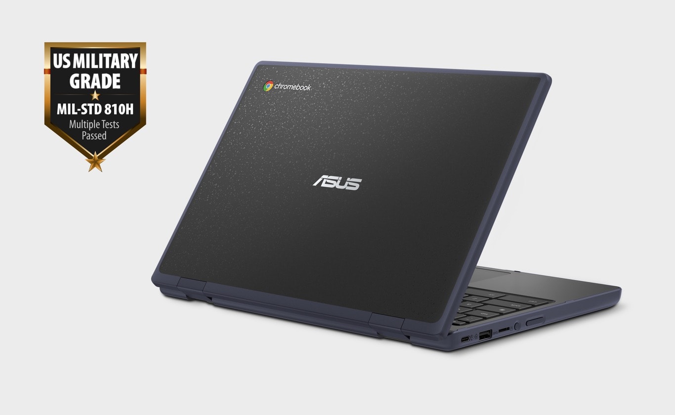 An angled rear view of the ASUS Chromebook CR11