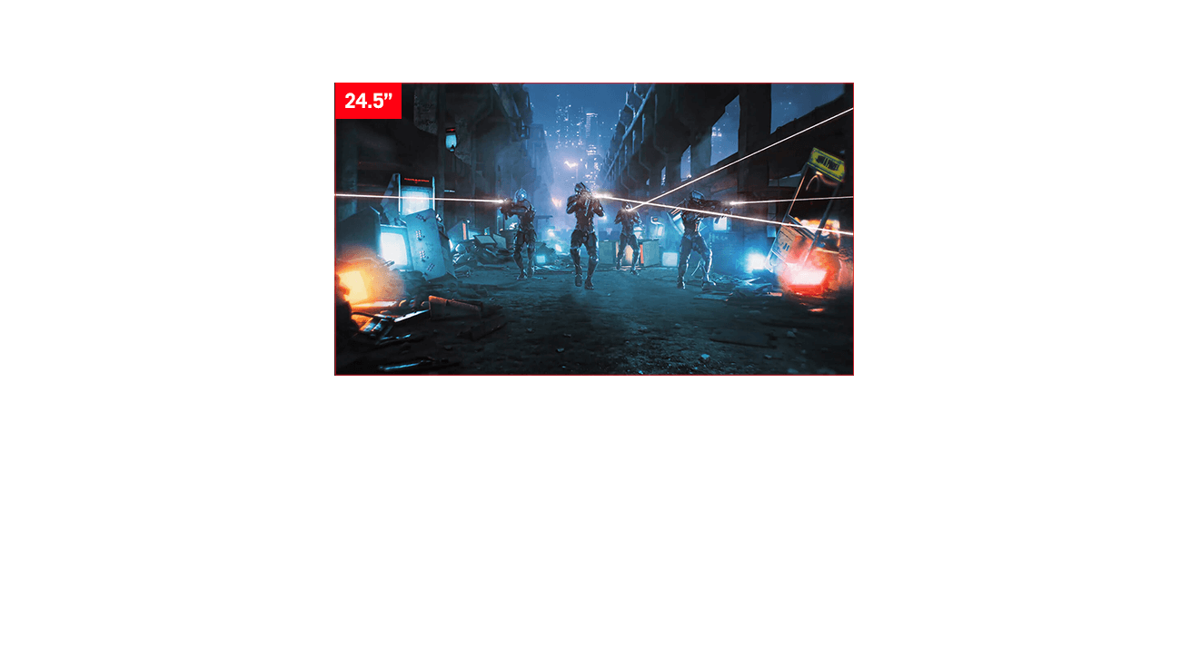The aspect ratio can be set to show a 24.5-inch image.