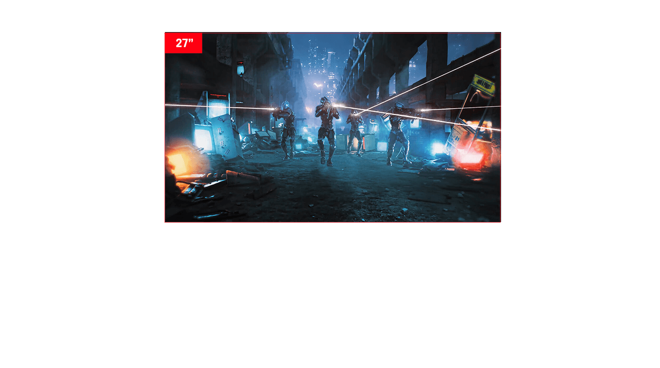 The aspect ratio can be set to show a 27-inch image.