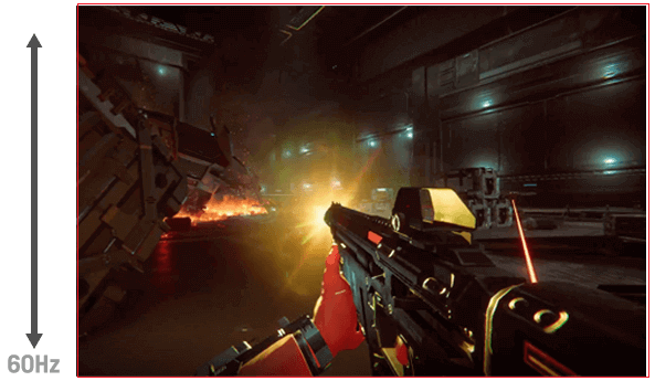 Video of an FPS game showing onscreen flicker when the gun fires