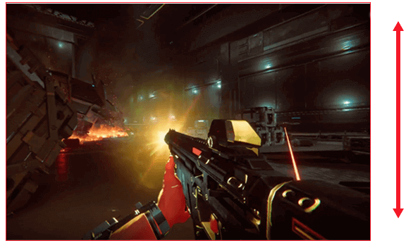 Screenshot of an FPS game showing onscreen flicker when the gun fires