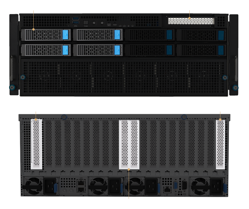 The front/rear panel of 5 PCIe + 4 NVMe layout