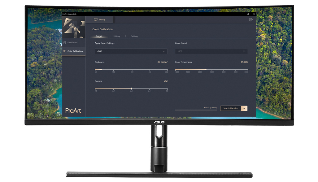 ASUS ProArt Calibration Technology achieves optimum color accuracy when working with different types of content with a variety of advanced setups