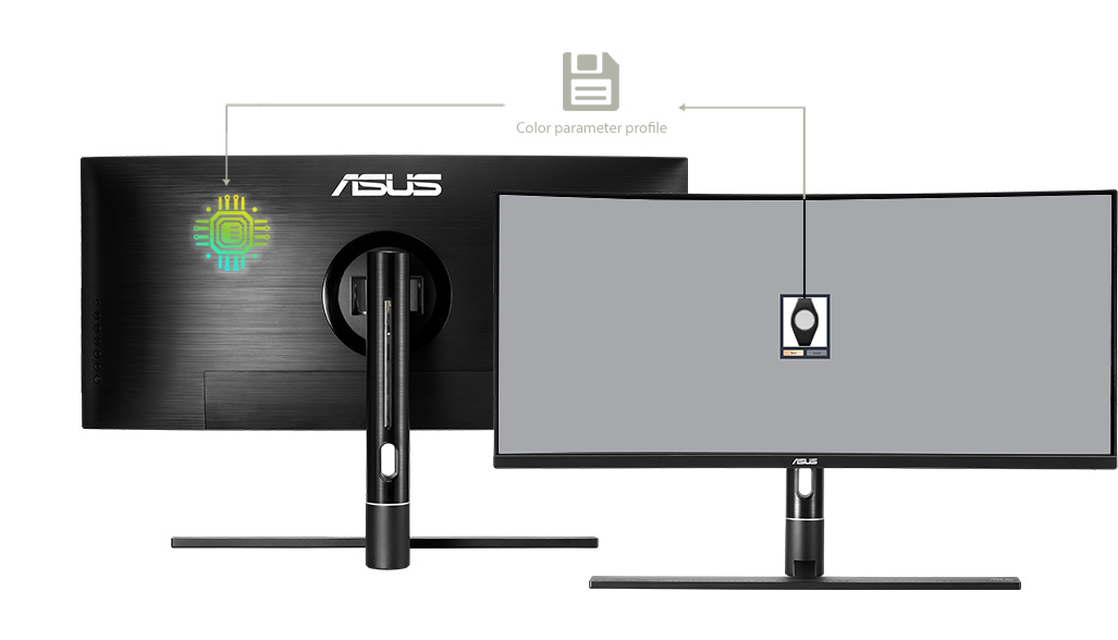 ASUS ProArt Calibration Technology can save all color parameter profiles on the monitora€?s internal scaler integrated circuit (IC) chip instead of the PC