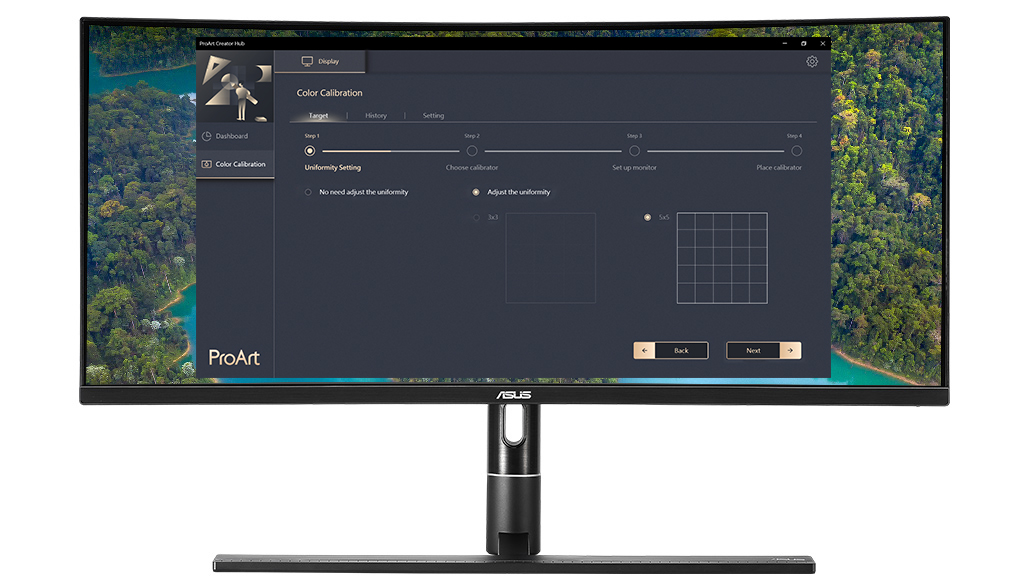 ASUS ProArt Calibration Technology offers 3x3 and 5x5 uniformity compensation matrices to ensure consistent brightness throughout the screen to reduce color shift.