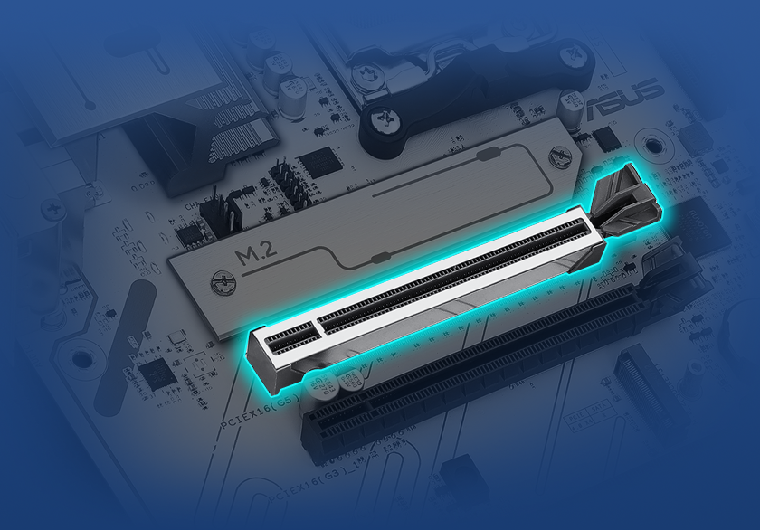 Graphic depicting the B850 MAX GAMING WIFI W SafeSlot feature.