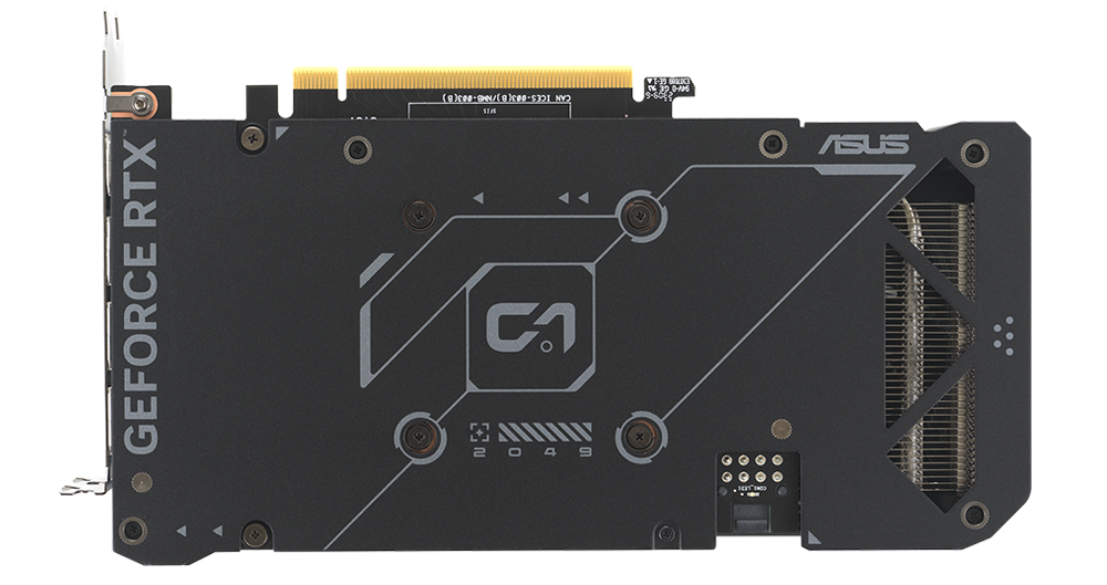 Płyta tylna karty graficznej ASUS Dual GeForce RTX 4060Ti.