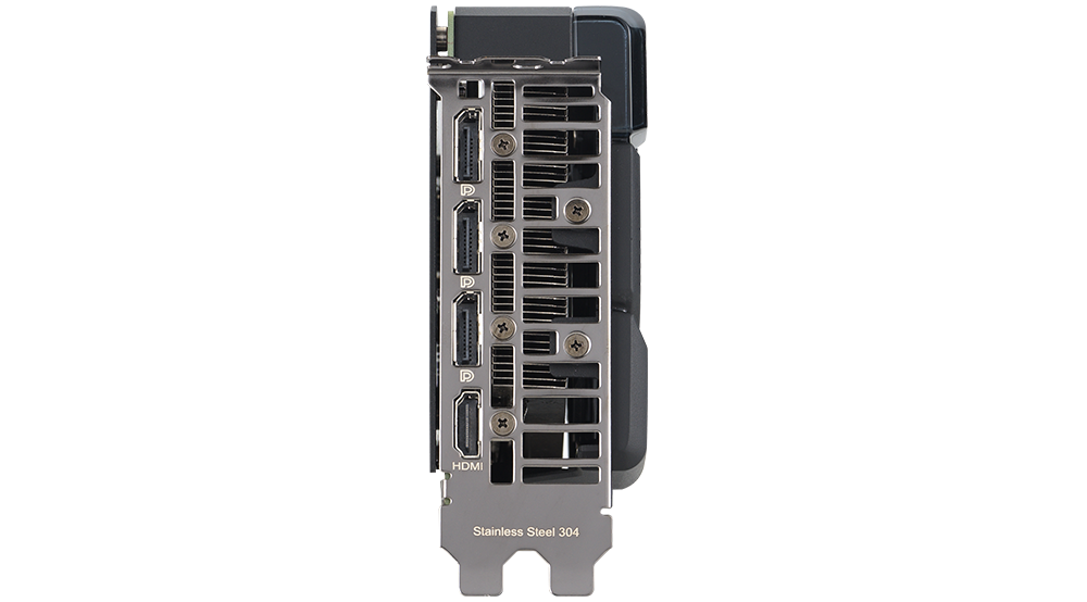 Vue frontale du support de ports d'E/S.