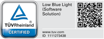 TUV certified flicker free and low blue light logo