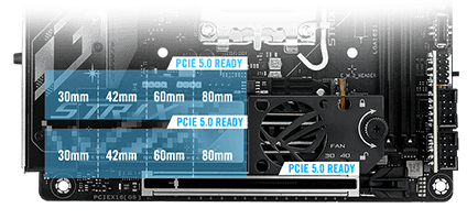 The Strix X870-I PCIe 5.0 M.2 and expansion slot layout