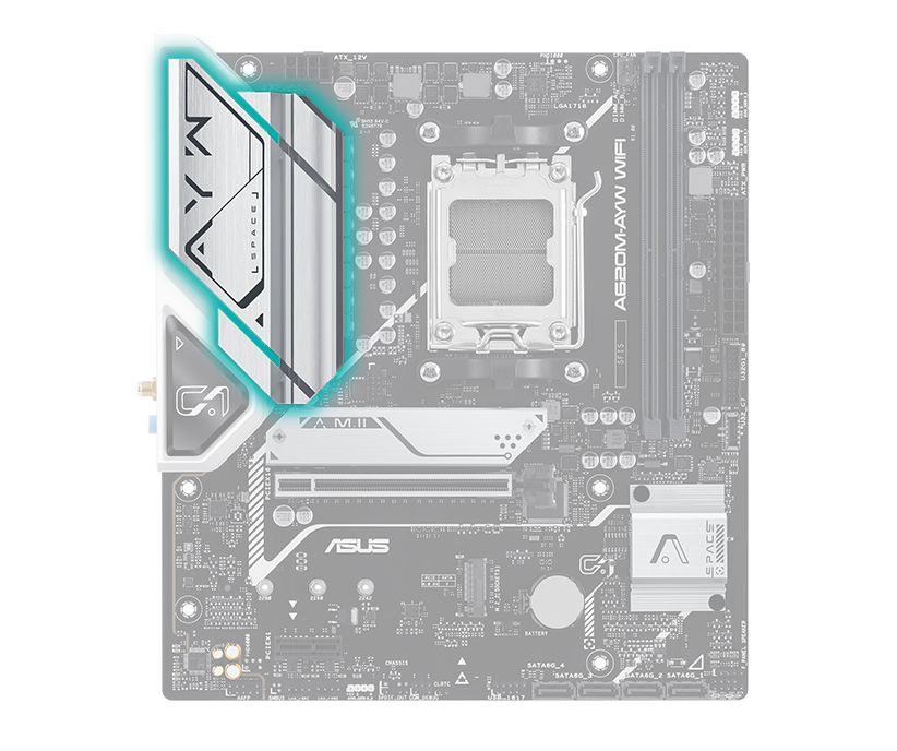 ASUS A620 series motherboard with VRM heatsink image