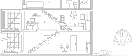 Three ZenWiFi mesh routers are placed in a two-story house and its yard. Two routers are indoors on separate floors, and one is installed outdoors, near a tree.