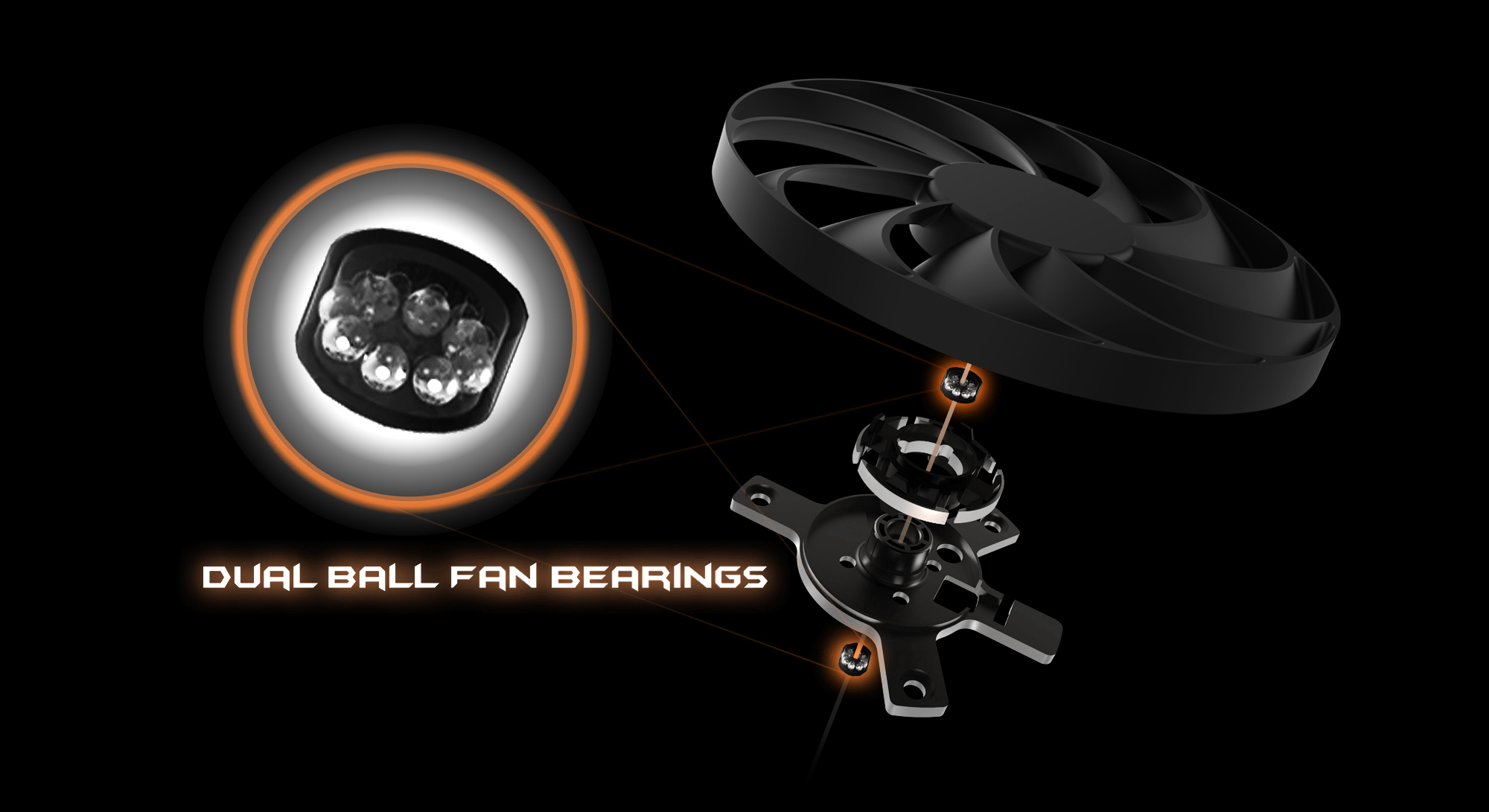 Dual ball fan bearing diagram.