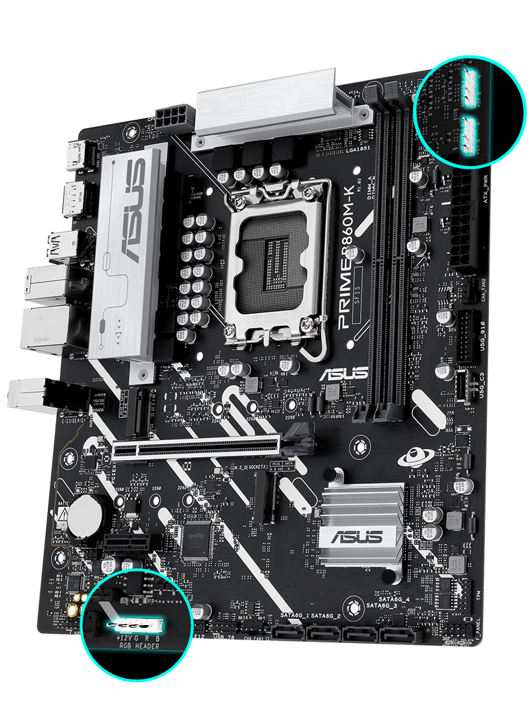 PRIME B860M-K-CSM front view, 45 degrees. 