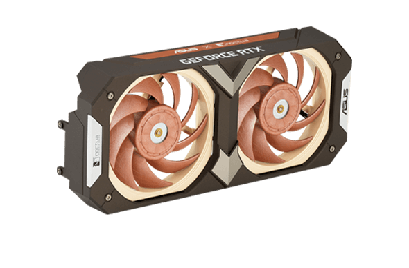 Mantel en ventilatoren van de ASUS GeForce RTX 3080 Noctua Edition