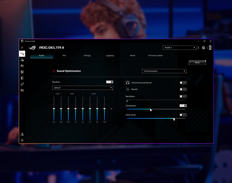 ROG Delta II's armoury crate interface