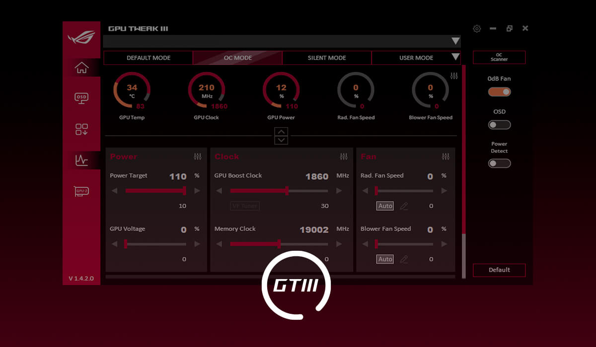 GPU 调整 III 使用者介面