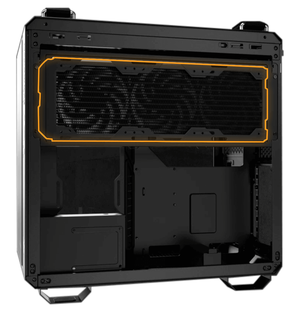 GT502 PLUS case support radiator in rear chamber