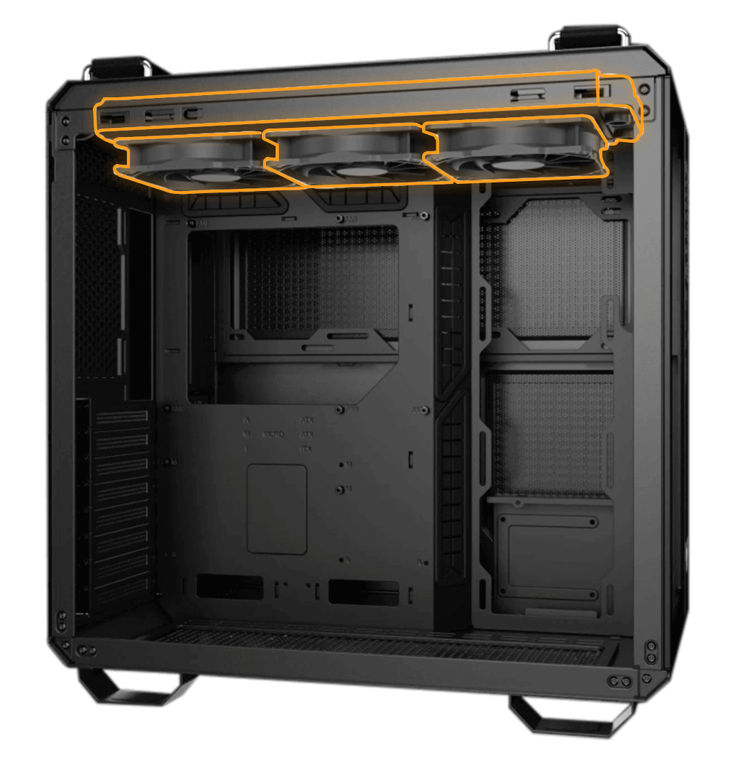 GT502 PLUS case support radiator at the top side