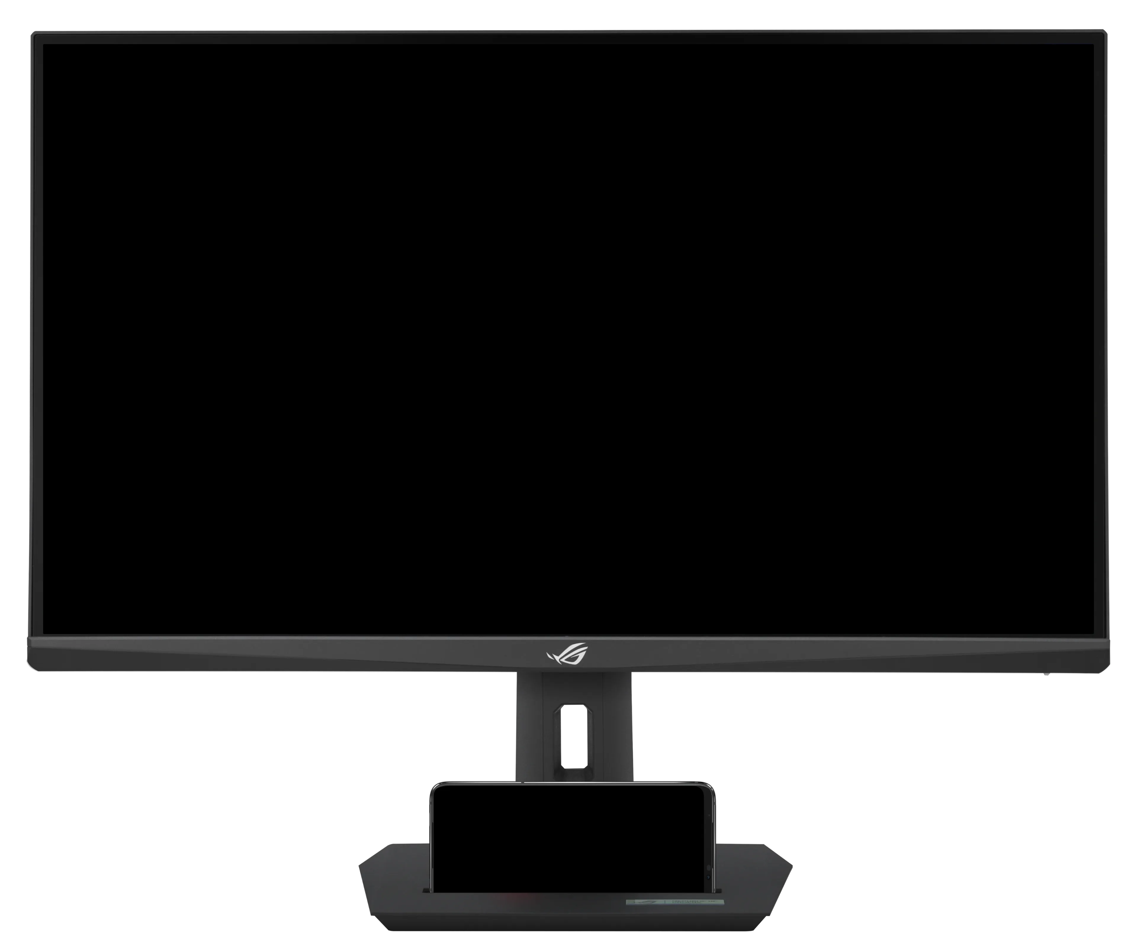 TheFront view of ASUS ROG Strix gaming monitor displaying high-resolution game graphics on its 27-inch screen