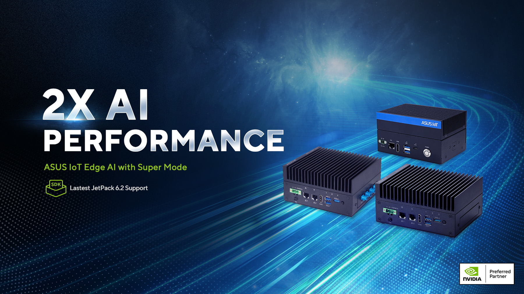 PE1102N, PE1101N, PE1100N edge computer lineup with lighting curve background