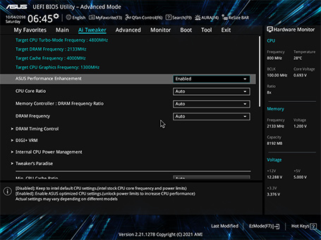 ASUS UEFI BIOS EZ advance mode interface